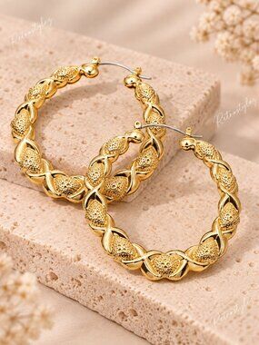 14K Gold Womens Large Chunky Hoop Earrings Big Thick 14 K Silver Hoops Jewelry